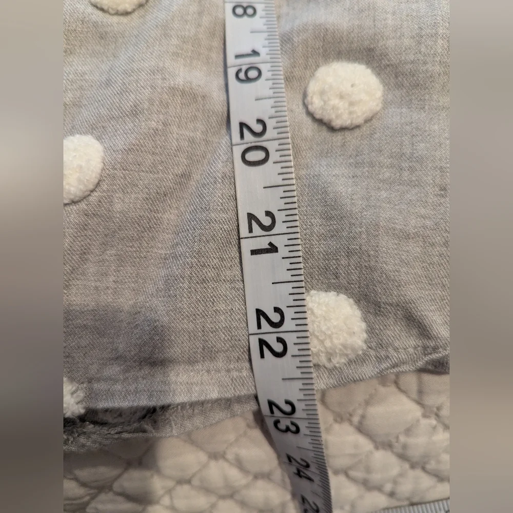 ZARA Puff Sleeve Gray With White Polka Dot Top Size XS